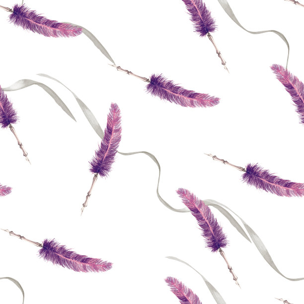 无缝模式的复古物品水彩插图在白色背景图片下载