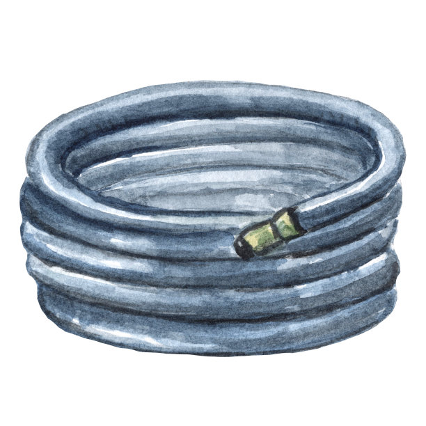 花园浇水软管水彩插图图片下载