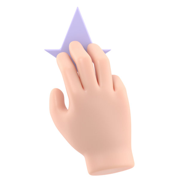 卡通手势图标模型。触摸屏手势线图标。3D插画手触摸按钮向下滑动卡通人物手。白色背景上的3D渲染。图片下载