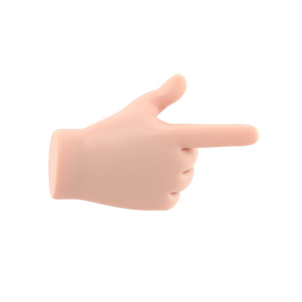 卡通手势图标模型。卡通人物的手指手势。白色背景上的3D渲染。图片下载