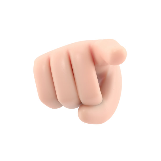 卡通手势图标模型。特写的人手指向，3D渲染在白色背景。图片下载