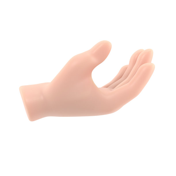 卡通手势图标模型。双手张开，随时准备帮助或接受。伸出救世之手，白底3D渲染。图片下载