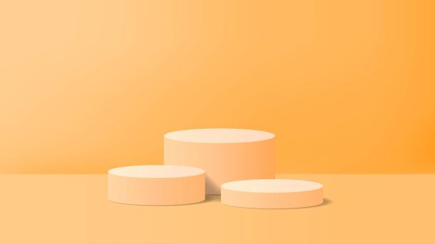摘要橙色产品展示背景与三维渲染缸座裙台。图片下载