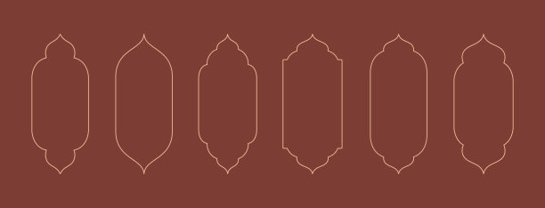 东方风格的收藏。伊斯兰矢量形状的窗户或拱门，清真寺的大门。阿拉伯框架集。斋月卡里姆剪影图标。伊斯兰阿拉伯式图案。图片下载