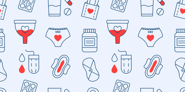 女性月经无缝模式与线图标设置图片下载