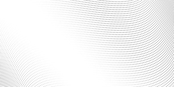 半色调波浪线背景。抽象的虚线条纹纹理。扭曲和弯曲的线条壁纸。矢量极简设计模板图片下载