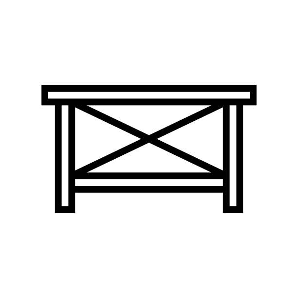 咖啡桌家居室内线条图标矢量插图图片下载