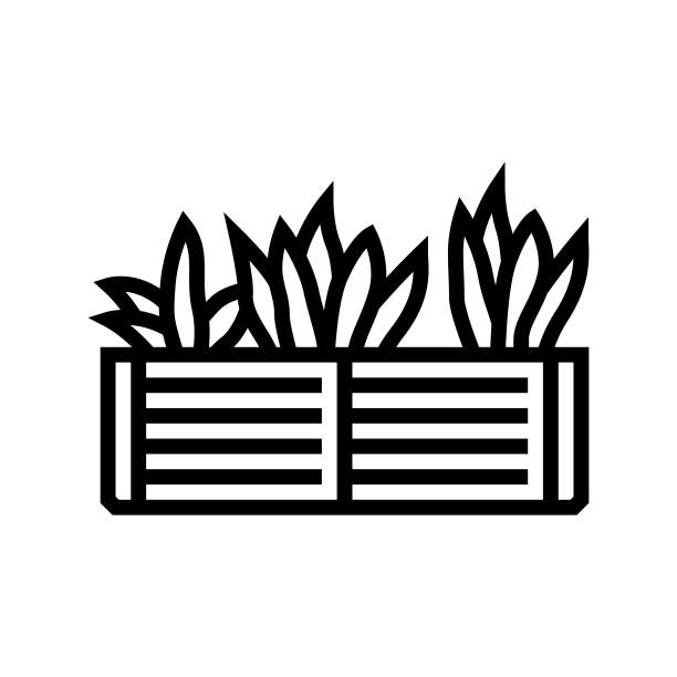 花园床工具线图标矢量插图图片下载