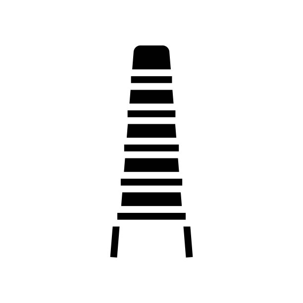 公用事业梯子车库工具字形图标矢量插图图片下载