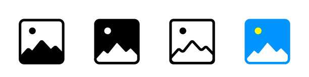 山地景观在框架简单的图标插图图片下载