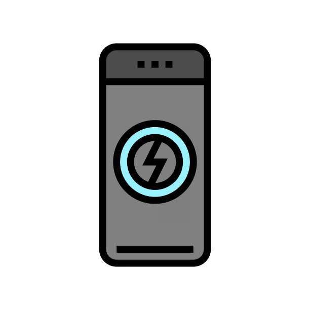 无线充电宝家庭办公室彩色图标矢量插图图片下载