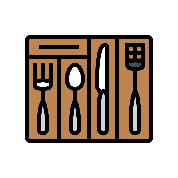 餐具组织者家庭配件颜色图标矢量插图图片下载