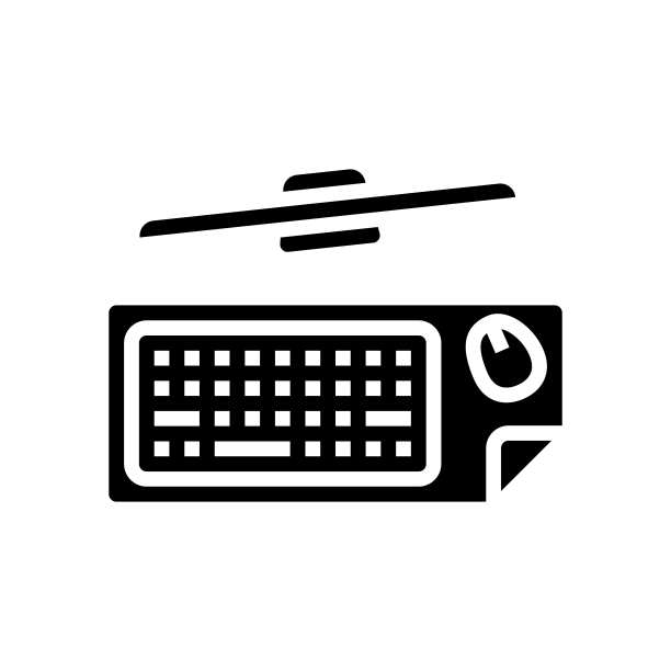 写字台家庭办公室字形图标矢量插图图片下载