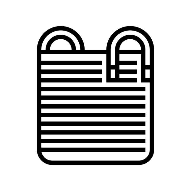 玩具储物篮儿童卧室线图标矢量插图图片下载