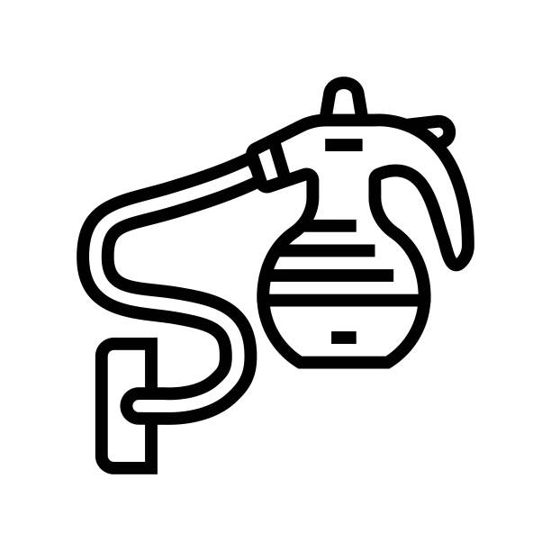 蒸汽清洁器家用配件线图标矢量插图图片下载