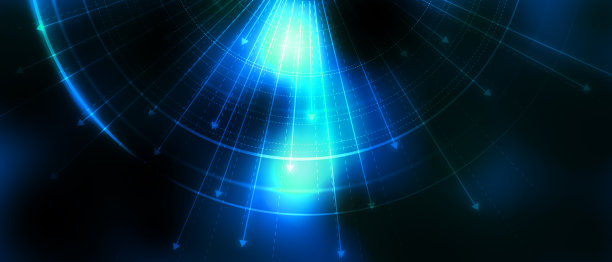 黑暗科技抽象背景与霓虹灯发光图片下载