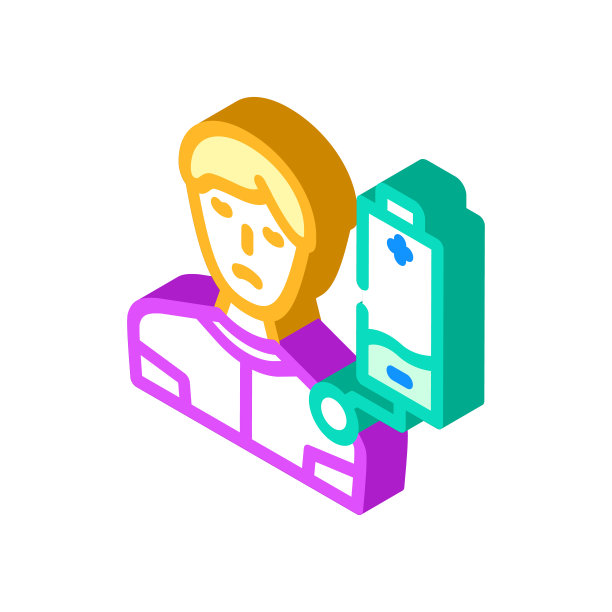 疲惫的人压力头痛等距图标矢量插图图片下载