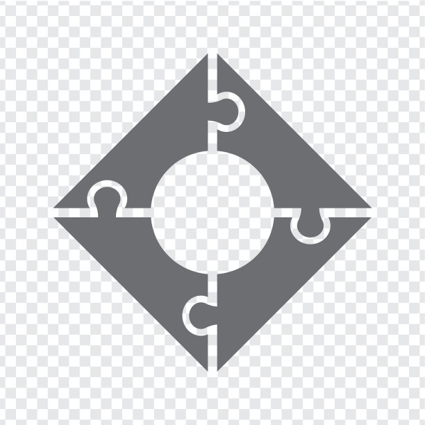 简单的图标方块拼图在灰色。简单的图标谜题的四个元素在透明背景上为您的网站设计，应用程序，UI。EPS10。图片下载