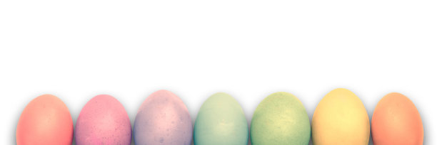 彩色粉彩复活节彩蛋线孤立在白色背景，复活节网页横幅与复制空间图片下载