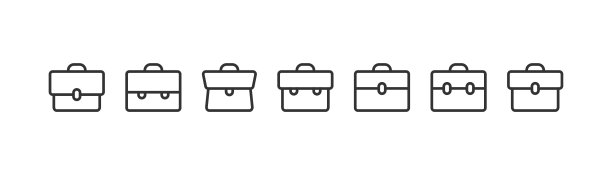 公文包图标集。投资组合向量图片下载