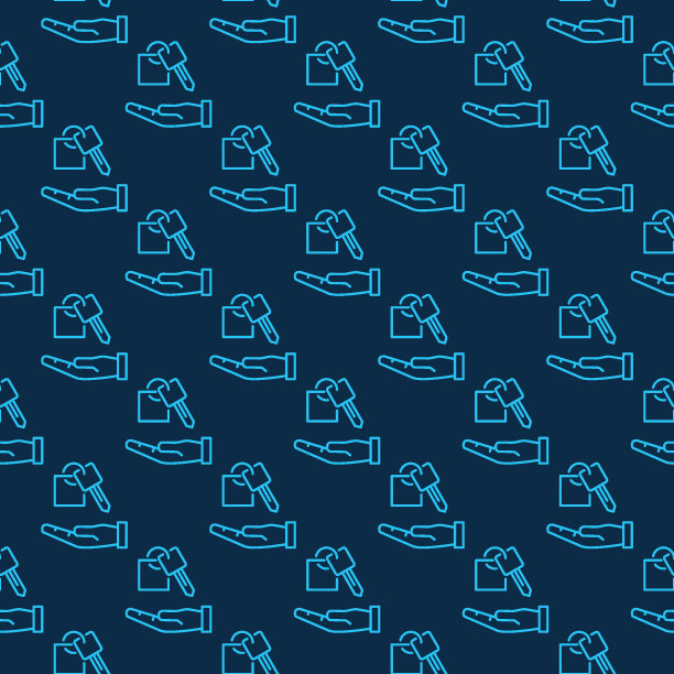 手与车钥匙矢量租车概念线蓝色无缝模式图片下载