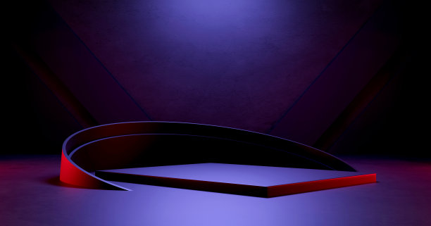 空旷抽象的工业混凝土内部。混凝土地板和黑暗的房间。三维演示图片下载