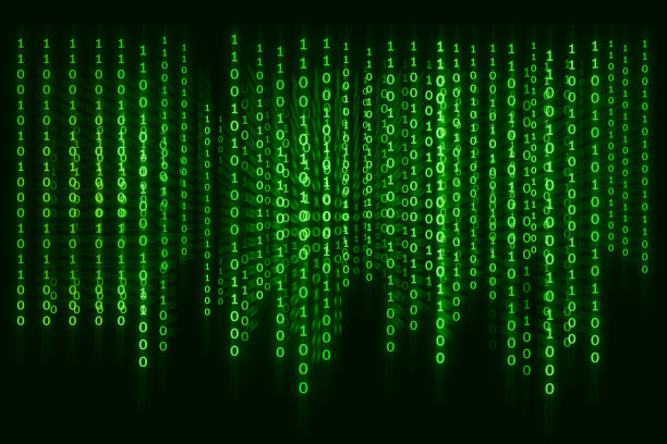 绿色背景有数字代码1和0，用于显示设计的数字信息。图片下载