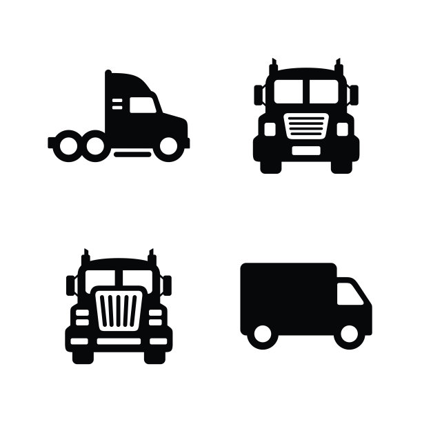 卡车集图标隔离在白色背景上图片下载