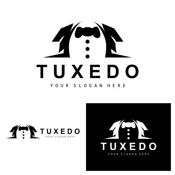 燕尾服标志，西装和领带矢量，男人西装礼服裁缝设计，领结领结图标，复古经典插图图片下载