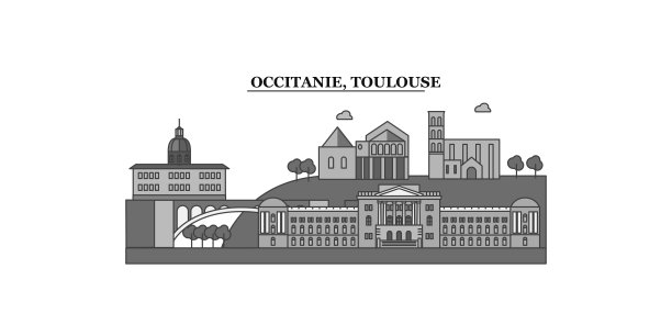 法国图卢兹市天际线孤立矢量插图，图标图片下载