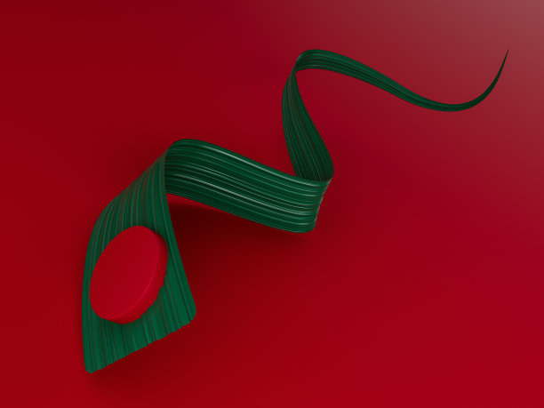 闪闪发光的波浪三维旗帜彩带孤立在白色背景三维插图图片下载