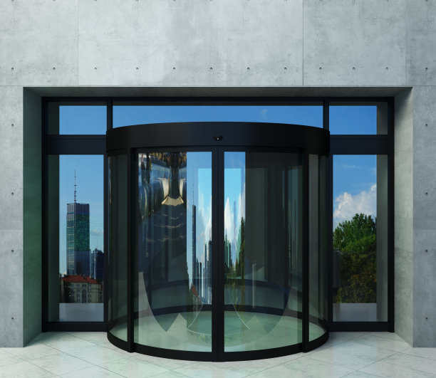 自动半圆玻璃现代门面模型图片下载