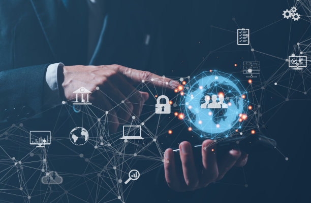 数字化转型技术战略，物联网，物联网。在数字时代，商业观念的转变和技术的采用，增强全球业务能力。人工智能图片下载