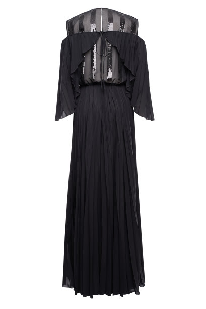 妇女的时尚丝绸节日服装孤立在白色背景，隐形人体模型图片下载