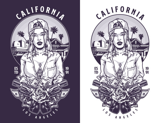 加州女孩黑帮单色传单图片下载