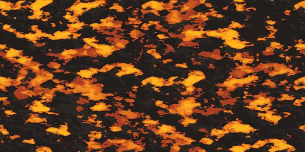 熔岩图案。炽热的岩浆流，红色的岩石上黑色的石头。火山熔岩，火燃烧火山设计。地震巨灾背景。矢量图图片下载