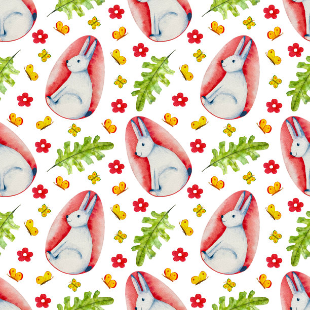 水彩无缝图案复活节快乐图片下载