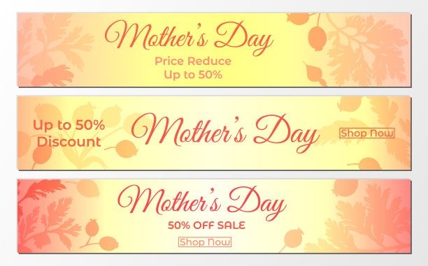有花卉成分的母亲节横幅图片下载