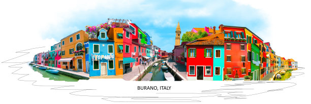 意大利威尼斯布拉诺的拼贴画图片下载