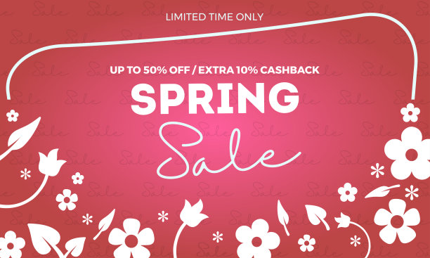 春季促销的横幅上有美丽的花朵。春季促销横幅，促销海报，促销传单，图片下载