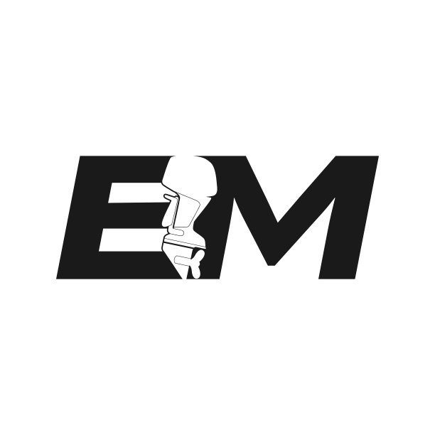 字母E和M与负空间图像的发动机船电机图片下载