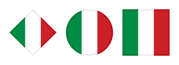 意大利国旗图标集。矢量插图隔离在白色背景上图片下载