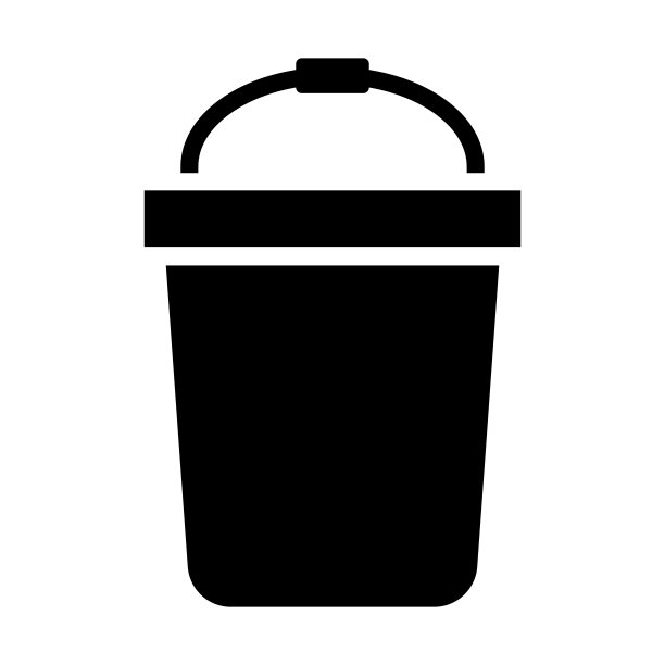 清洁桶剪影图标。向量。图片下载