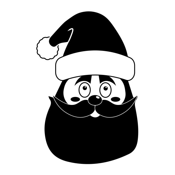 圣诞老人与圣诞帽图标的简单插图图片下载