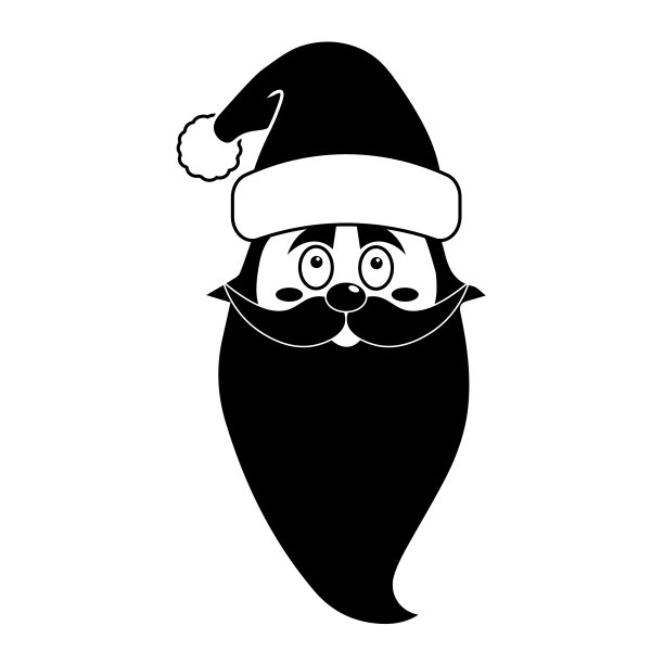 圣诞老人与圣诞帽图标的简单插图图片下载