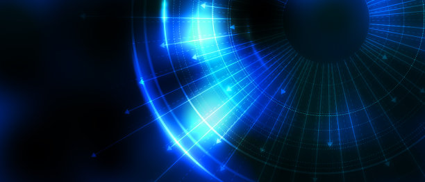 黑暗科技抽象背景与霓虹灯发光图片下载