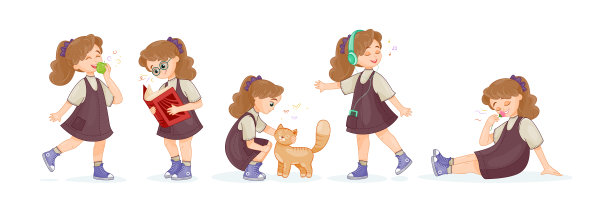 有五个小女孩的场景图片下载