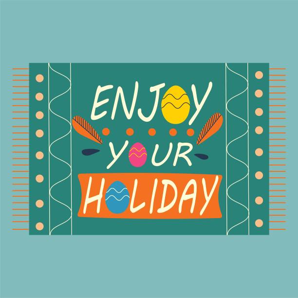 复活节彩蛋装饰，字母，文字享受你的假期。彩色矢量插图。图片下载