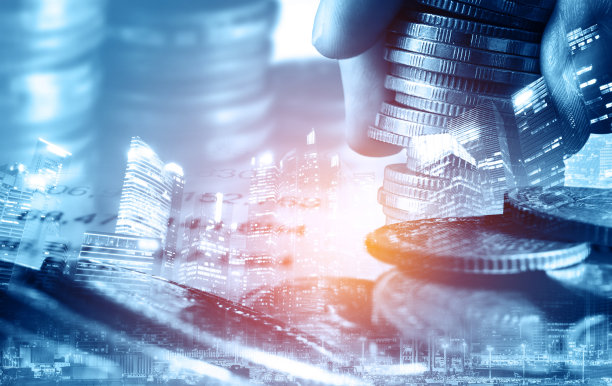 金融和货币技术背景下的商业繁荣和资产概念图片下载