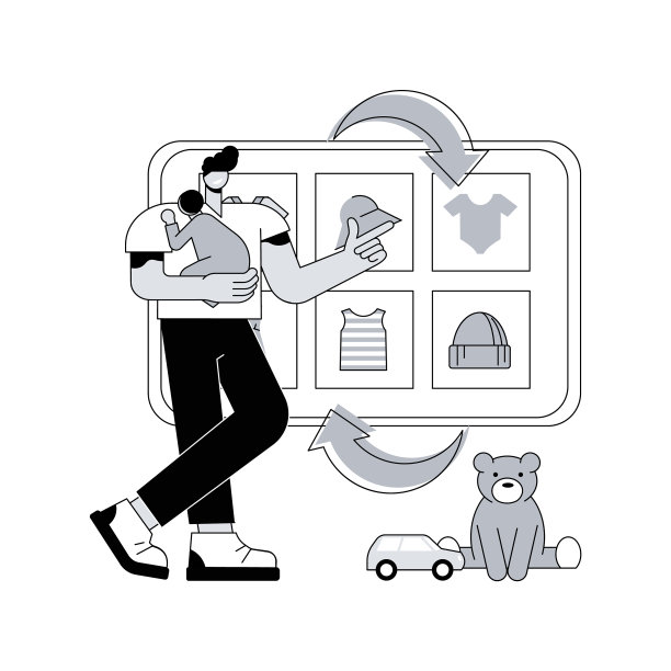 婴儿服装以旧换新的抽象概念图片下载